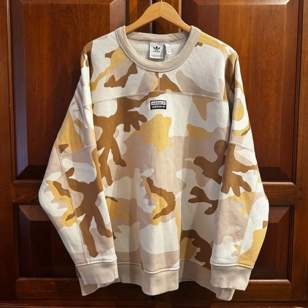 Adidas Originals R.Y.V. Brown Beige Camouflage Crewneck Sweatshirt Men's 2XL
